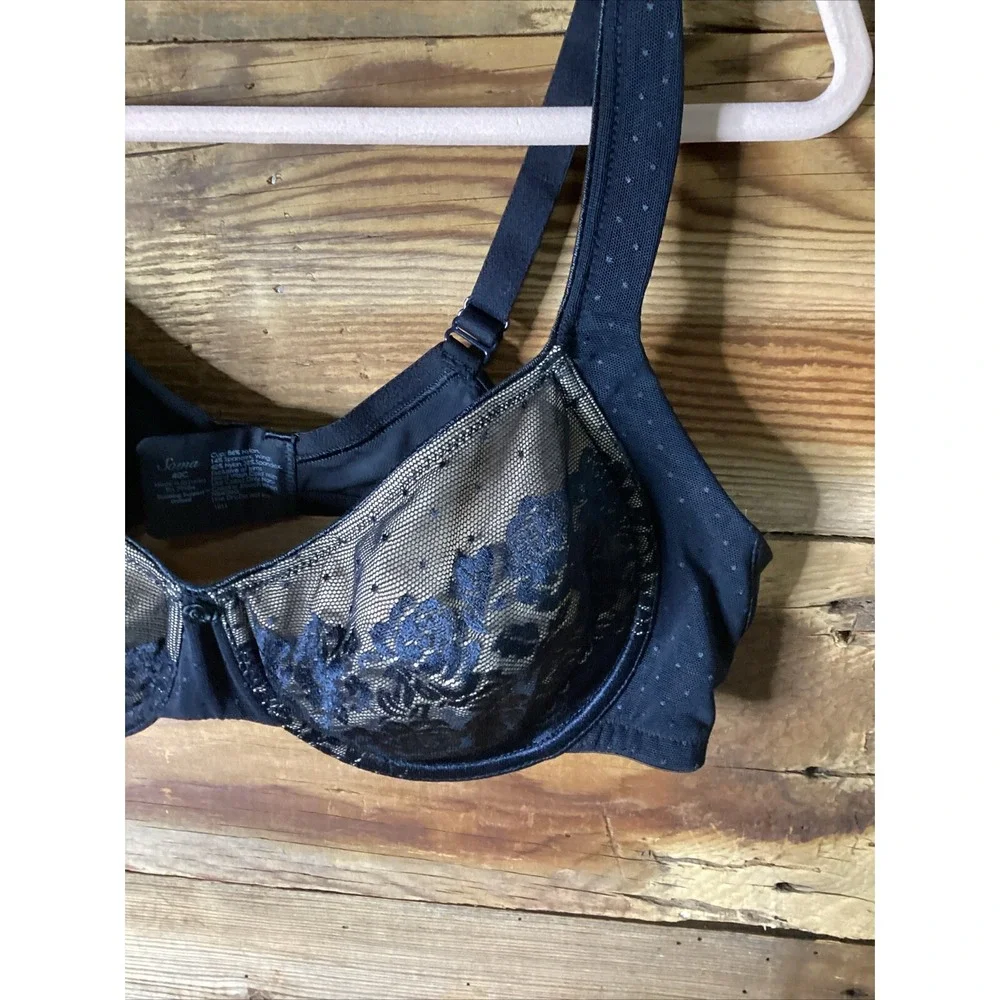 Soma Bra Sensuous BLACK Floral Lace Nude Lined Wired Padded Strap 40C